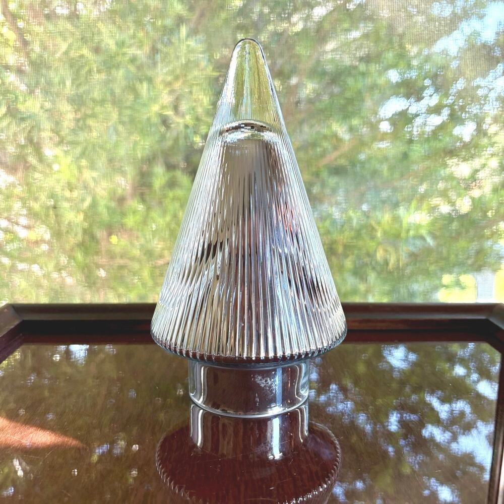 Mercury Glass Christmas Tree Decor, Ribbed Silver Tabletop Tree